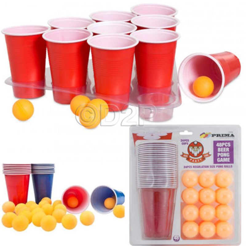 1 Set Entertainment Fun Party Drinking Game Party Game Drin king Toy Board Game Beer Pong Kit 24 Pong Balls and 24 Red Cups