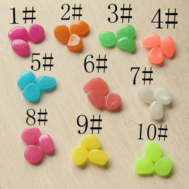 100 Pcs Glow In The Dark Stones Pebbles Rock For Aquarium Fish Tank Garden Decor WLL9140