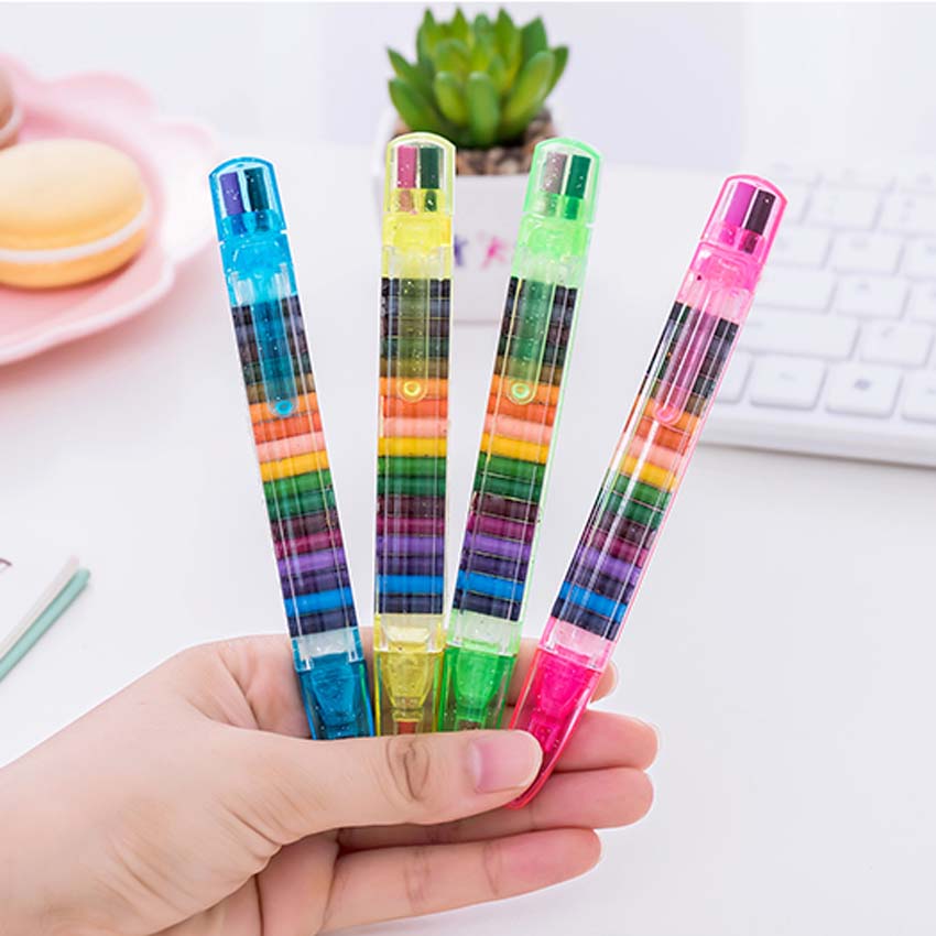 2Pcs Children's Crayon Multicolor Nontoxic Washable Safety Caryon Pen Kids Drawing Printing Toy 20colors