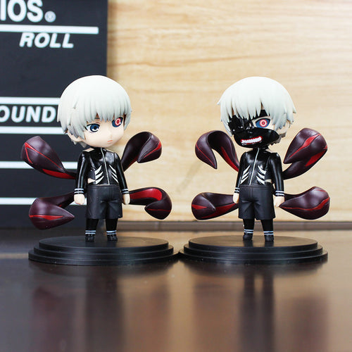 2Pcs/Lot Anime Tokyo Ghoul Kaneki Ken With Mask PVC Figure Dolls Toys Q Version Collection Toy 10cm Great Gift