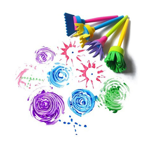 4pcs/set Rotate Spin Sponge Paint Drawing Toy Kids DIY Flower Graffiti Sponge Art Supplies Brushes Painting Tool Educational Toy