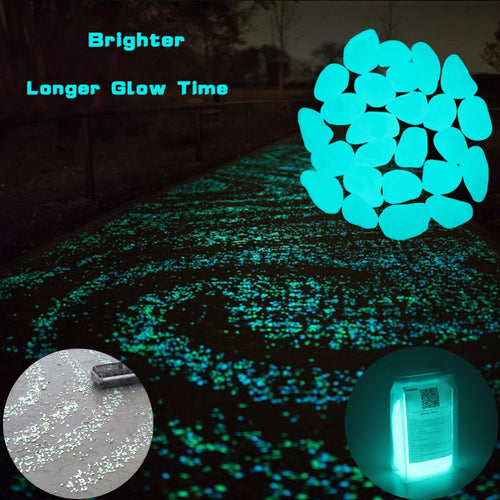 50 Pcs Glow in the Dark Garden Pebbles Glow Stones Rocks for Walkways Garden Path Patio Lawn Garden Yard Decor, Luminous stones