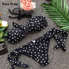Cute Polka Dot Thong Bikini Sexy Bandeau Brazilian Bikini Set 2018 Bow Swimwear Halter Push Up Swimsuit Beach Bathing Suit May