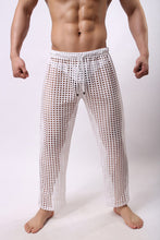 Fashion Brand Men Sexy Fishnet Lounge Pants Sleepwear/Gay  Transparent Long Pajama Bottoms/Sleeping Loungewear