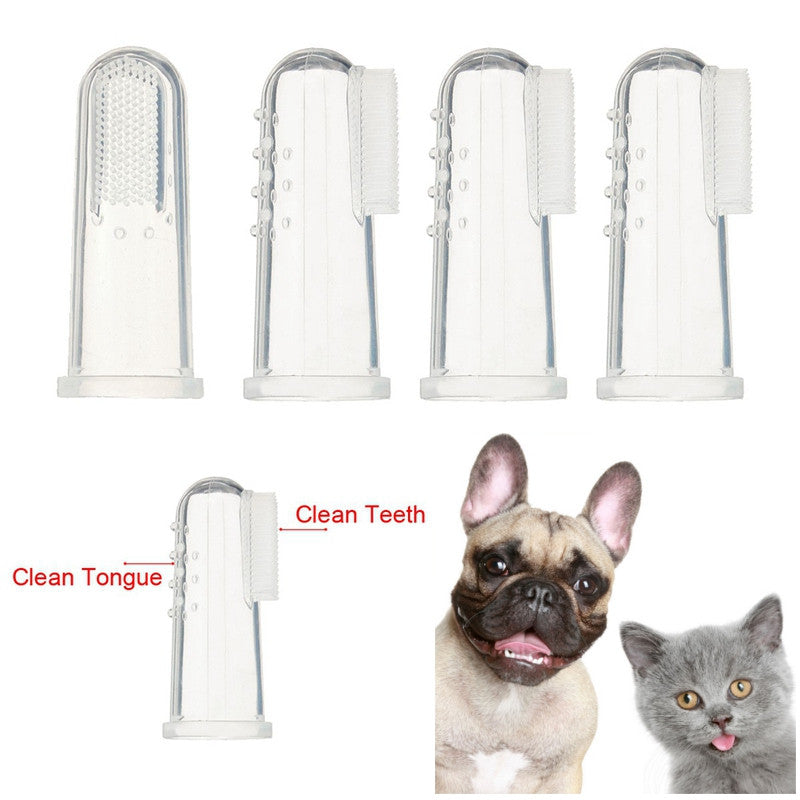 HOT 4Pc Soft Pet Finger Toothbrush Dog Dental Care Massage Brush Addition Bad Breath Tartar Teeth Care Dog Cat Cleaning Supplies