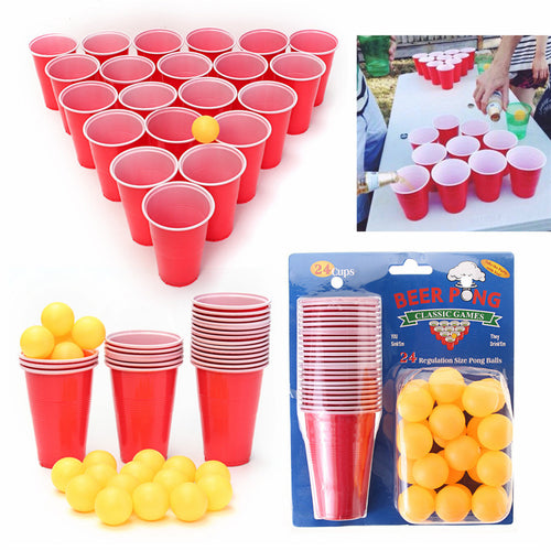Hot 1 Set Entertainment Fun Party Drinking Game Party Game Drin king Toy Board Game Beer Pong Kit 24 Pong Balls and 24 Red Cups