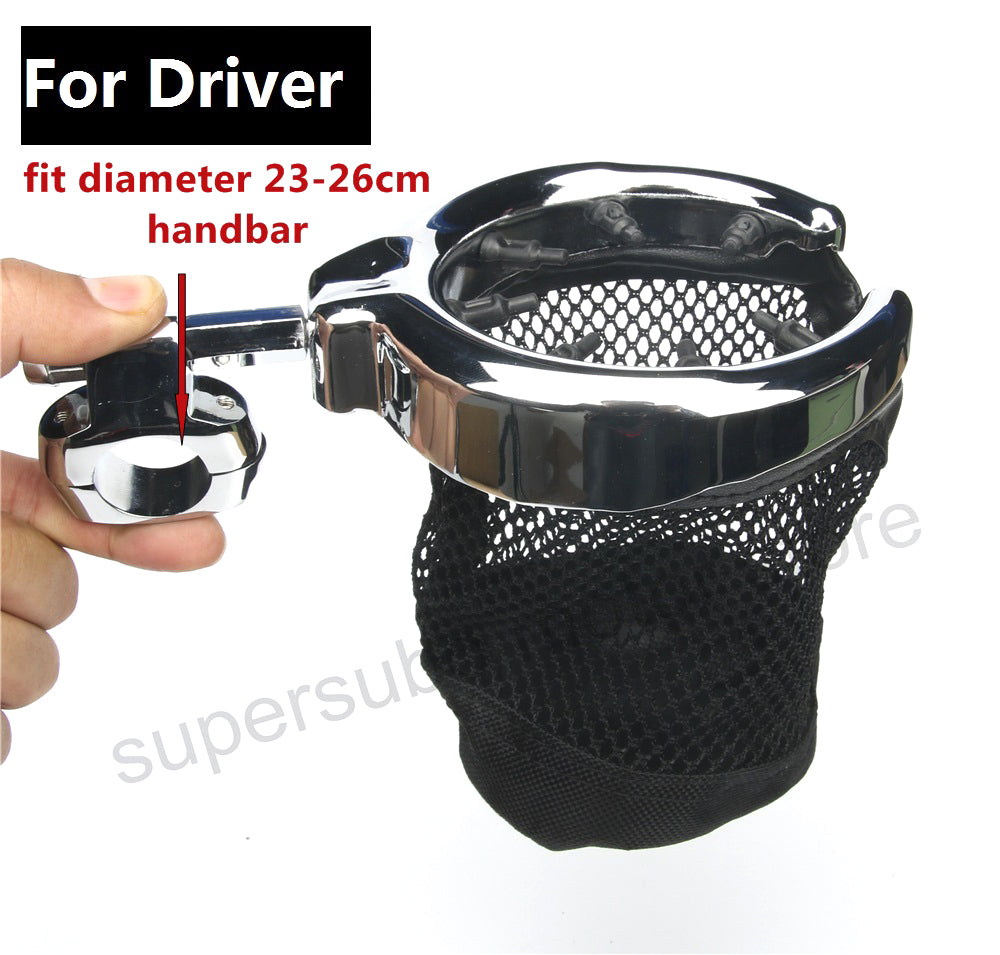 Motorcycle Universal Motorcycle Handlebar Cup Holder Chrome Metal Drink For Harley Davidson Iron metal chromed