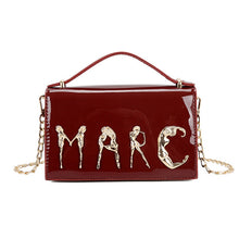New Patent Leather Chian Bags for Women Small Flaps MARC Letter Shoulder Bags Bright Women Messenger Bags Day Clutches hot a29