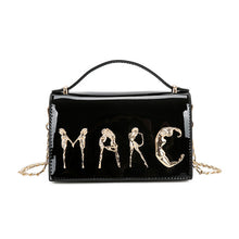 New Patent Leather Chian Bags for Women Small Flaps MARC Letter Shoulder Bags Bright Women Messenger Bags Day Clutches hot a29