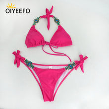 Oiyeefo Shiny Sexy Luxury Rhinestone Bikini Beach Bathers Bathing Suits Women May Yellow Swimwear Female Swimsuit Bandage Plavky