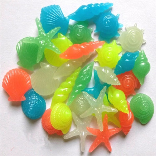 Shell Creative Luminous Stones Ocean Glow in Dark Garden Decor Fish Tank Decoration Pebble Rocks Aquarium 100pcs Mix Color H1104