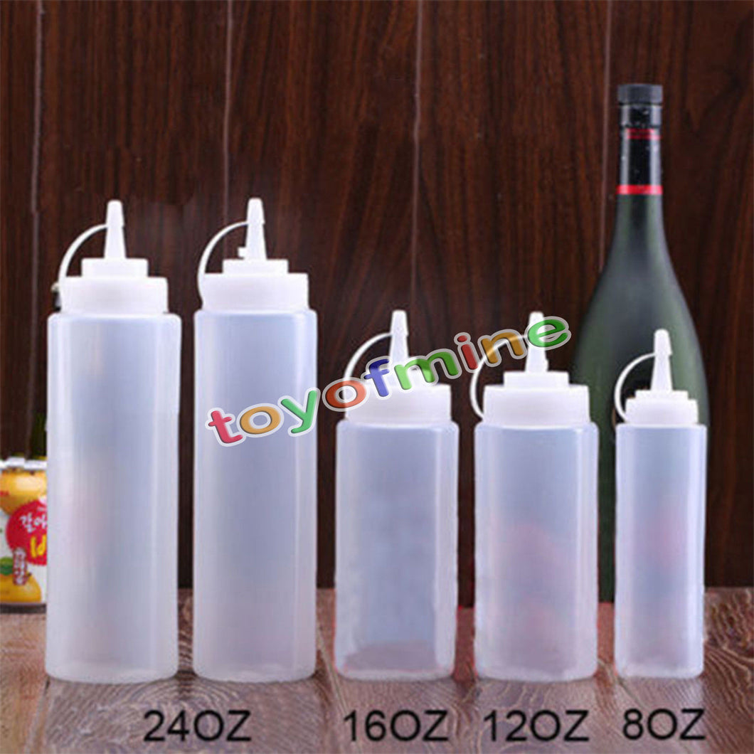 8,12,16,24oz New Kitchen Plastic Squeeze Bottle Condiment Dispenser for Sauce Vinegar Oil Ketchup Cruet